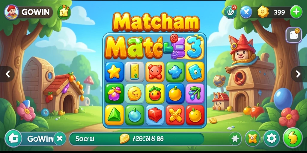 Tampilan gameplay GOWIN dengan aksi match-3 yang seru.