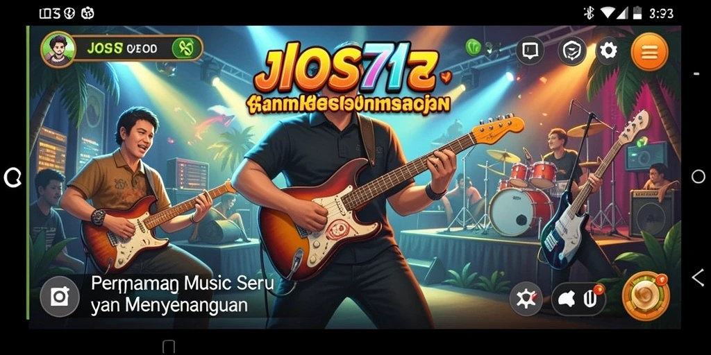 Screenshot gameplay JOS77 menampilkan pengguna saat bermain musik.