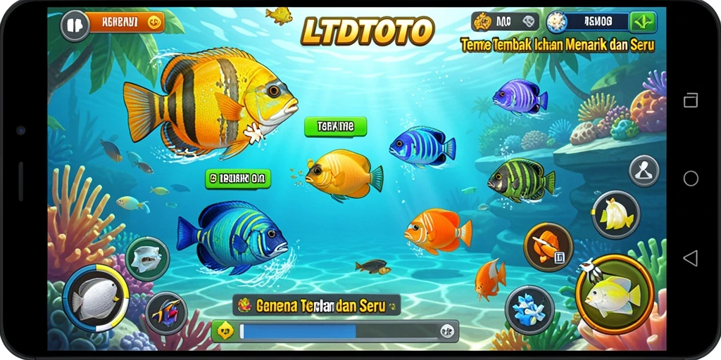 Screenshot utama LTDTOTO menampilkan aksi seru menangkap ikan.
