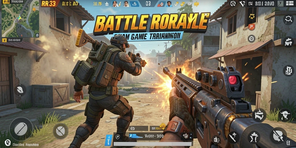 Tampilan gameplay intens dari RR33 dalam pertarungan Battle Royale.