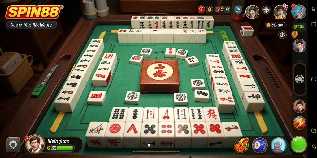 Tampilan gameplay SPIN88 yang seru dan mengasyikkan dalam tantangan Mahjong.