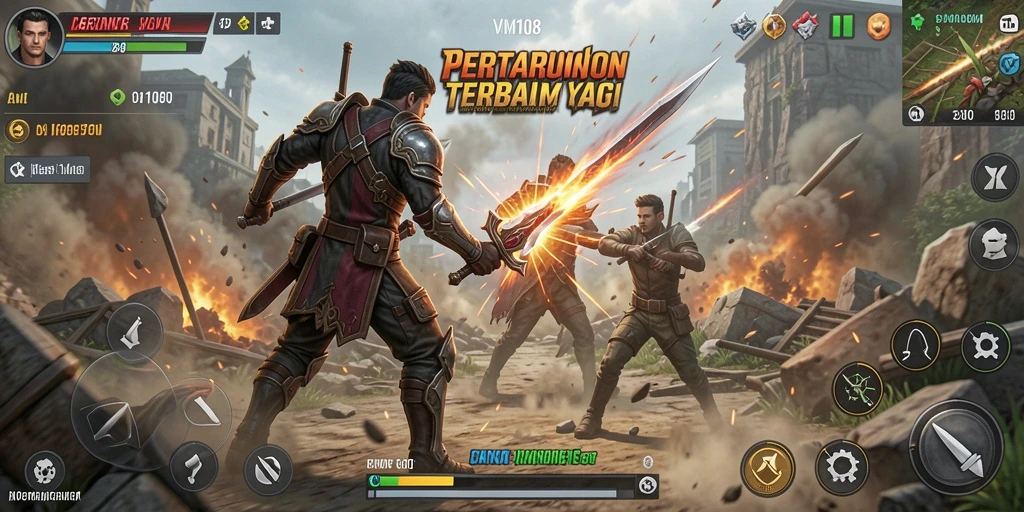 Tangkapan layar menunjukkan aksi pertarungan seru di VM108.