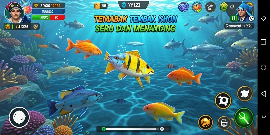 Tangkapan layar gameplay Tembak Ikan yang mendebarkan di YY123.